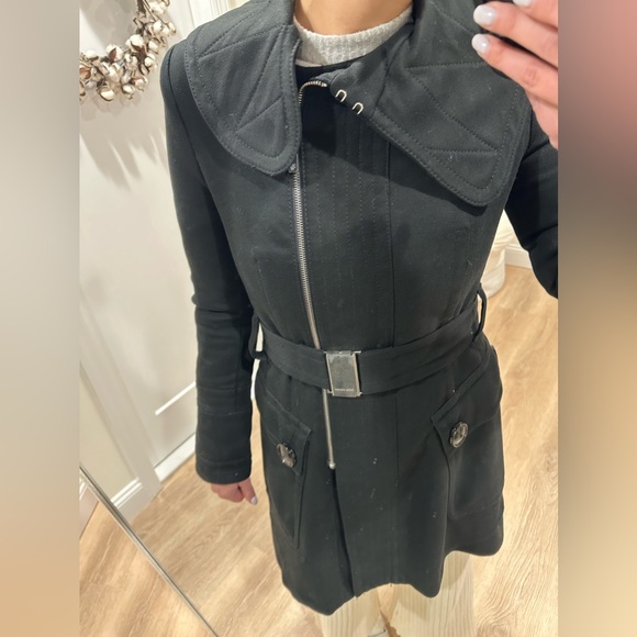 Zara Black Belted Coat Jacket - Picture 5 of 6